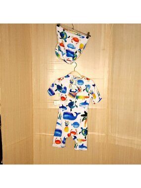 Bonverano New Toddler UPF +50 One Piece Swimsuit With Matching Hat 4T